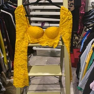 Bright lace bustier top